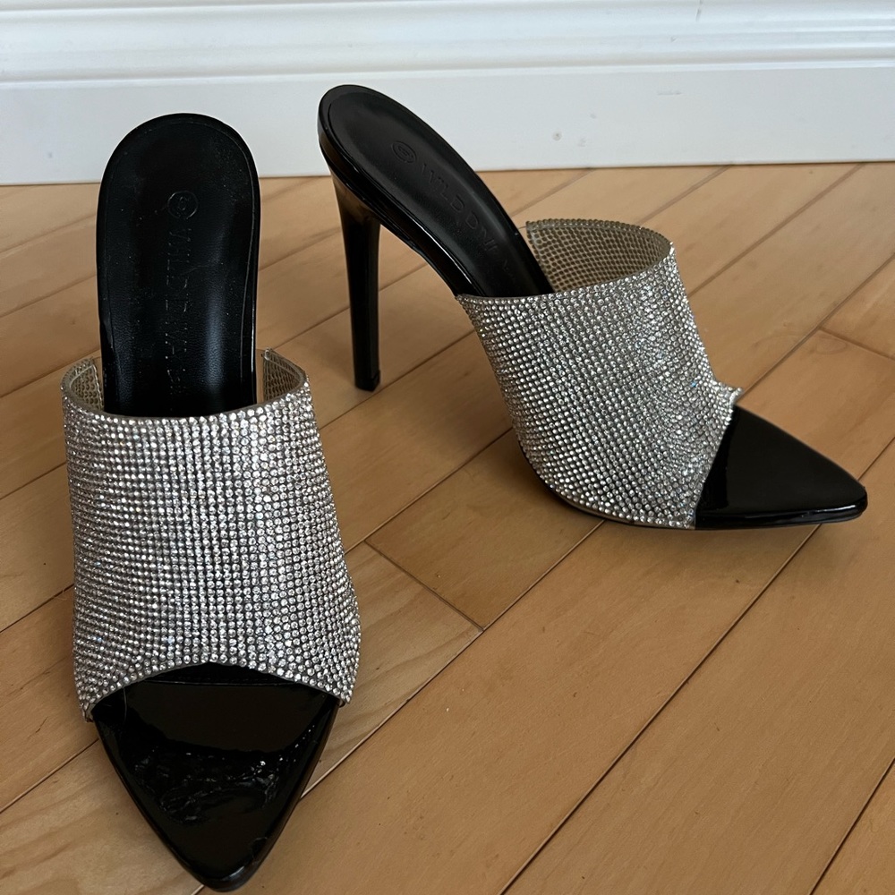 Size 6 black rhinestone heels
